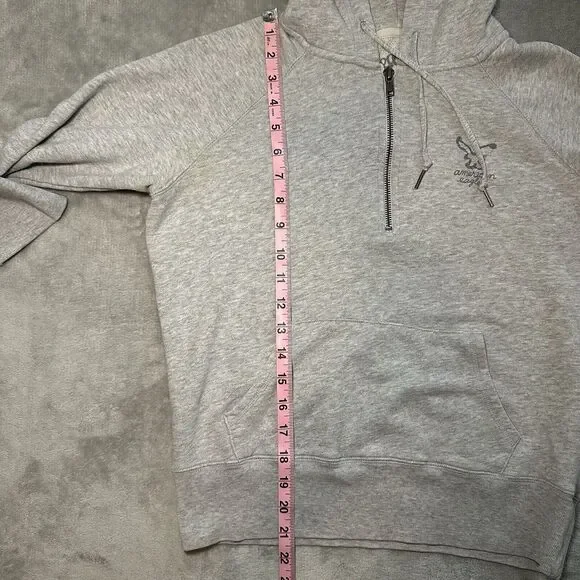 American Eagle Hoodie Women Size M Gray Pullover Preppy Academia AEO Est 77 Y2K - Picture 8 of 14